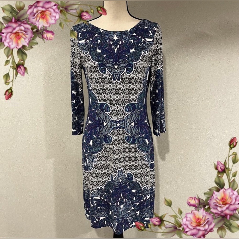 London Times Pop Over Paisley Print Dress